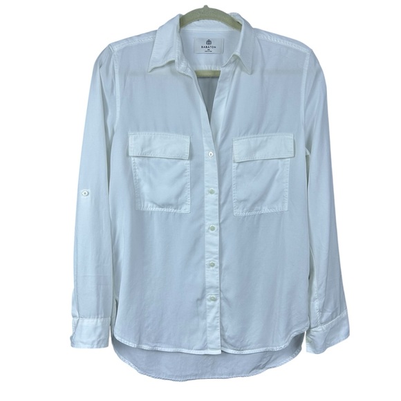 Aritzia Babaton Utility Button Up Shirt XS Drapey Twill QuietLuxury Preppy - Picture 3 of 16